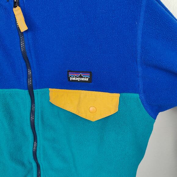 Patagonia Micro D Snap-T Jacket Kids XL 14 Blue Teal Full Zip Fleece Hooded - Picture 2 of 10
